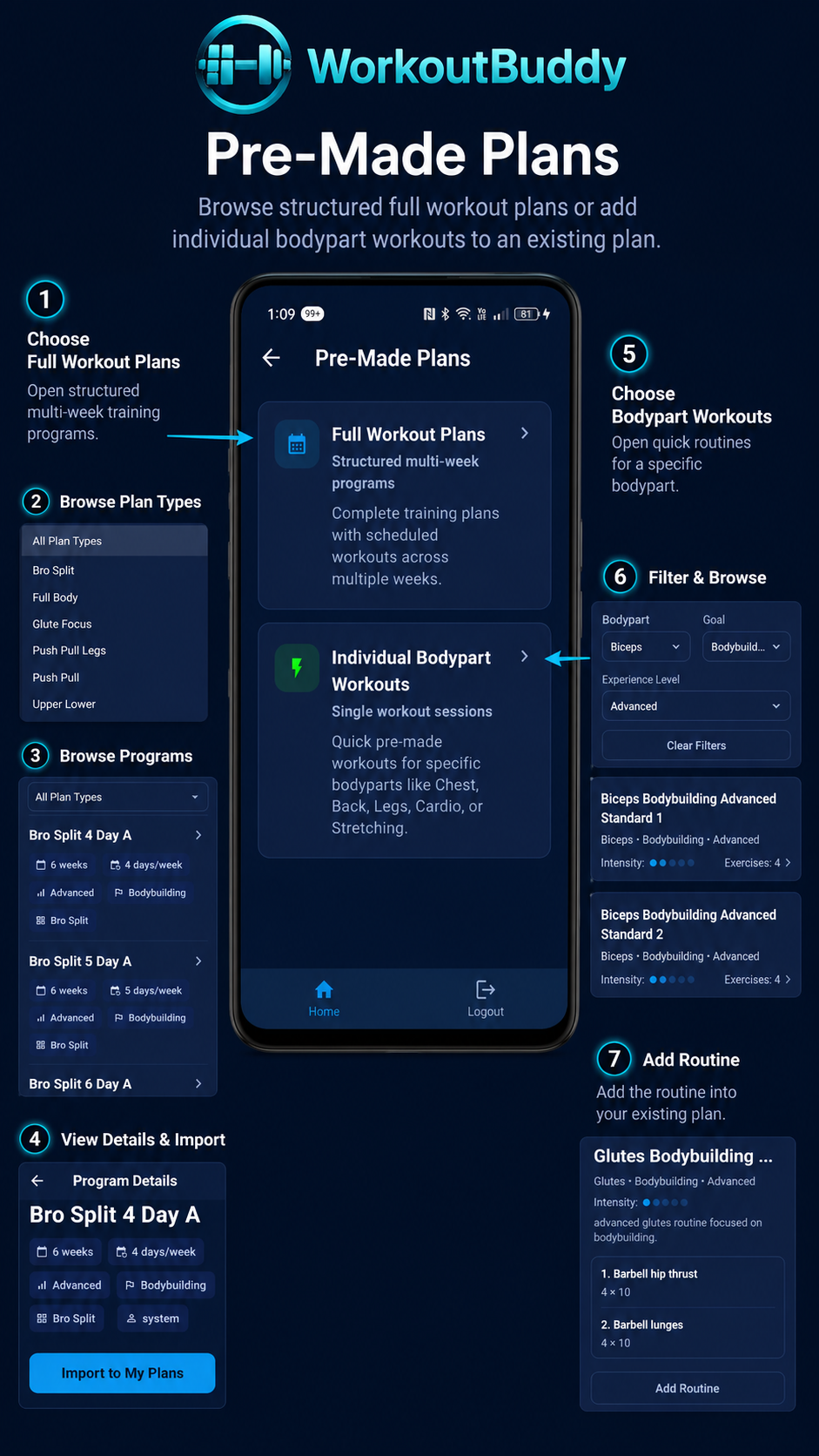 WorkoutBuddy Pre-made Plans guide screenshot